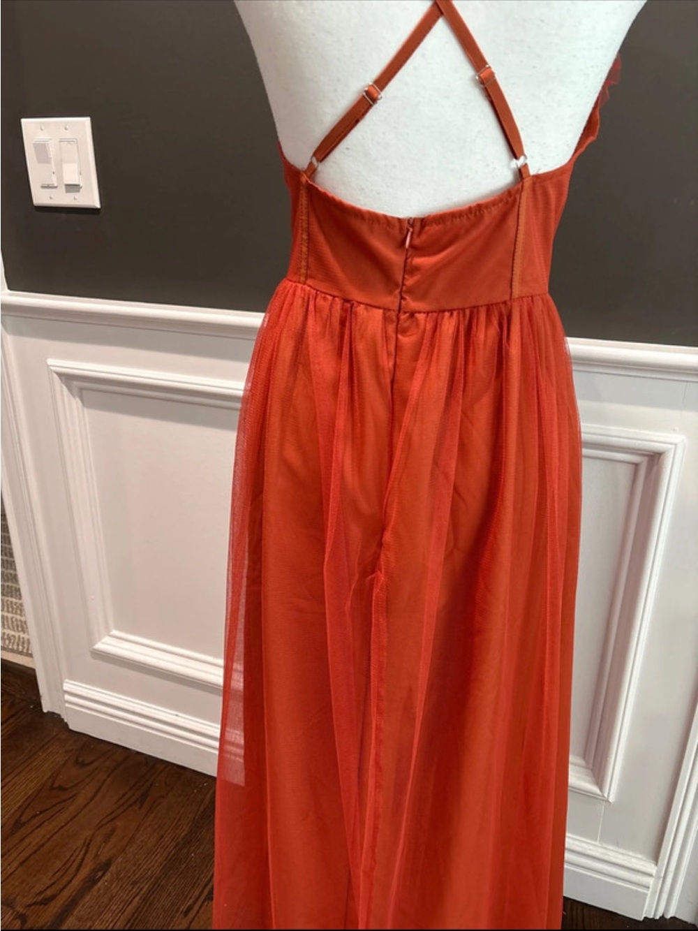 Terracotta/rust Fairycore Tulle Bustier Maxi Dress - Picture 11 of 12